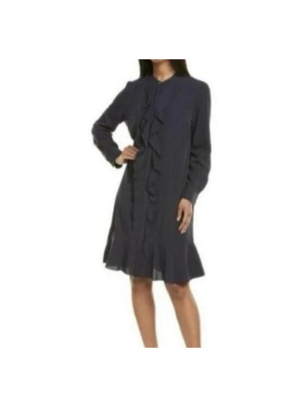 NWT TORY BURCH Jane Navy Ruffle Shirt Dress Size 0